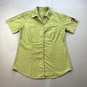 Vintage Jack In The Box Shirt Womens Medium Green Employee Uniform Button Up